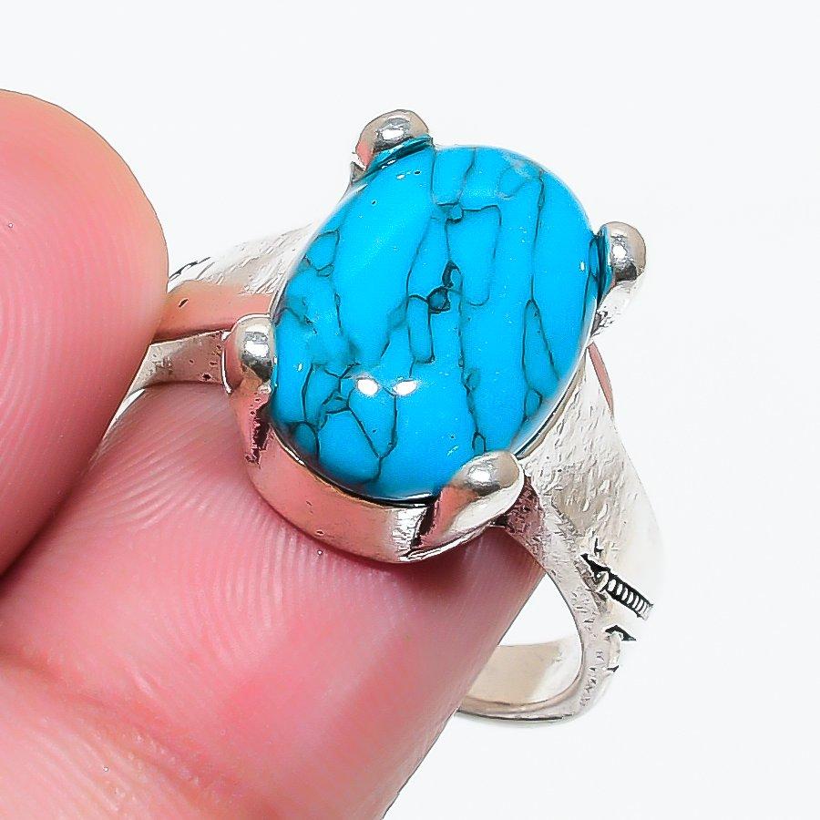 Natural Santa Rosa Turquoise 925 Sterling Silver Jewelry Ring Size 7.5 RR-386