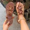 New Summer Plus‑Size Floral Beach Sandals, Soft‑Sole Flat Roman Sandals for Women