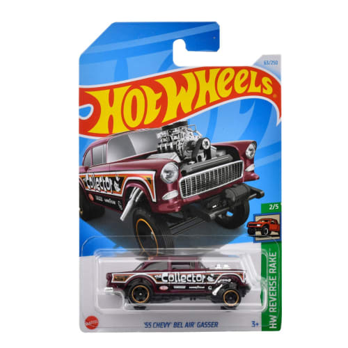 Hot Wheels Basic Car '55 Chevy Bel Air Gasser Vehicle Toy Mini Car for Ages 3 and Up Red HXR01