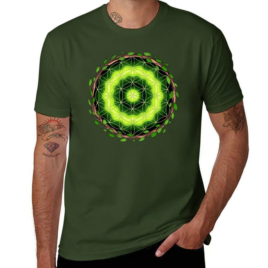 Ayahuasca Sacred Geometry T-Shirt Tops Plus Size Tops Vintage Mens Workout Shirts