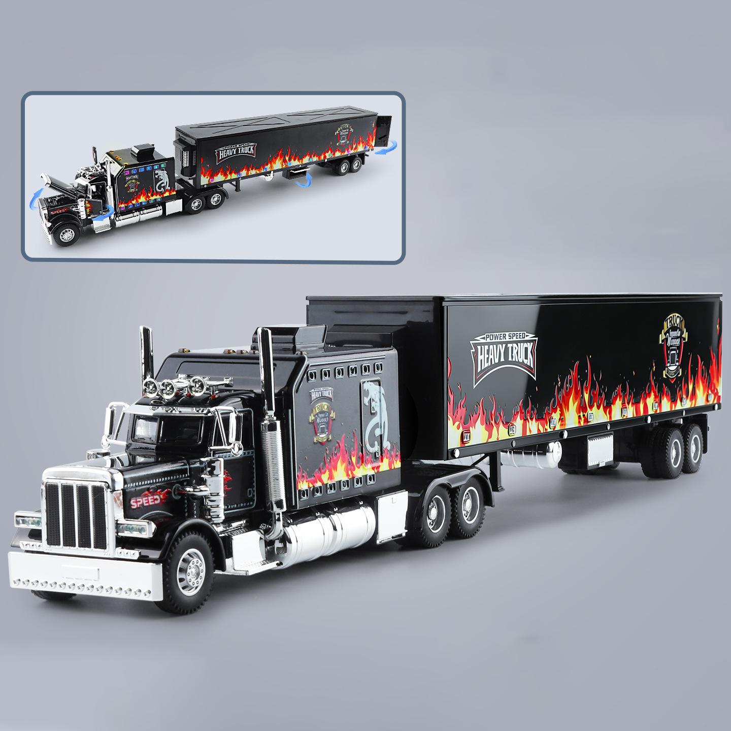 1/24 Legierung Schwerer Sattelzug LKW Kopf Auto Diecasts Metall Container LKW Ingenieurwesen Transportfahrzeuge Automodell Sound Licht
