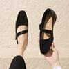 2026 New Leather Mary Janes  French Vintage Pointed Toe Pumps Chunky Heel Single Strap Shoes Buckle Decor
