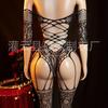 European and American temptation hollowed-out jacquard fishing net one-piece erotic underwear women's sexy transparent large-size hip-wrapped 