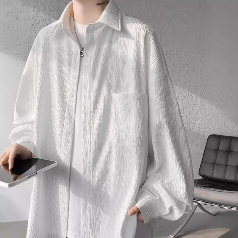 Long Sleeve Loose Large Size Solid Color Shirt