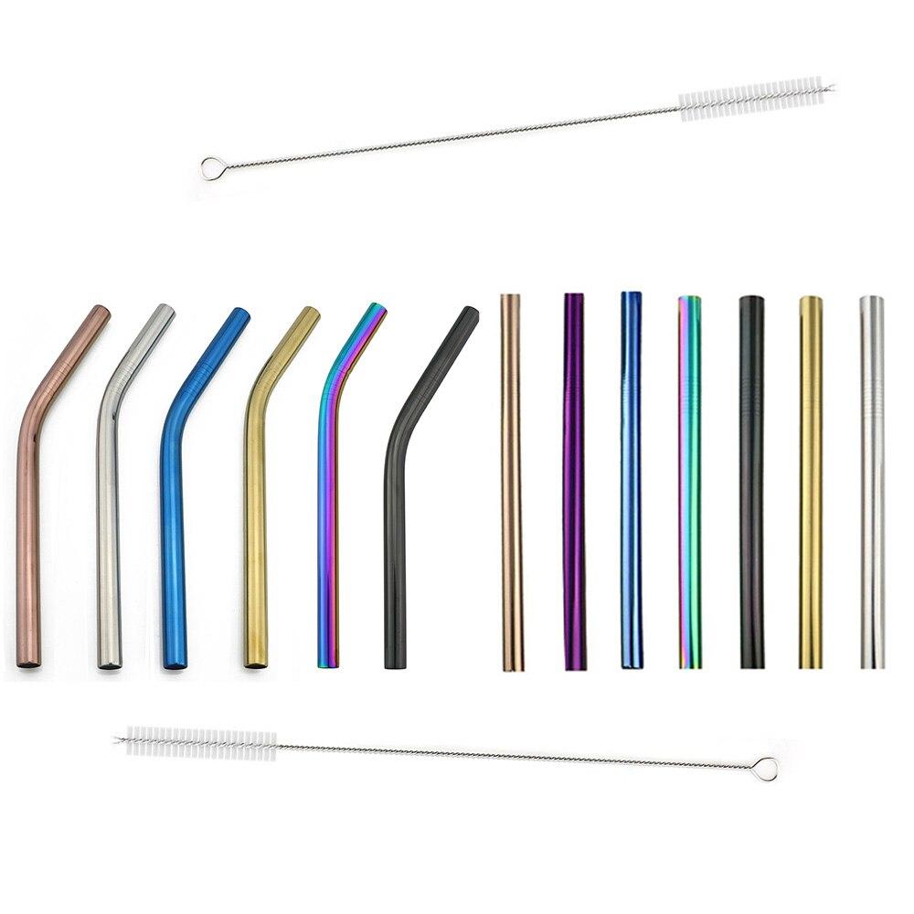 Drinking Straws Travel Set Reusable Stainless Steel Straws Extra Wide 12MM Metal Straw With Cleaner Brush Portable Bag