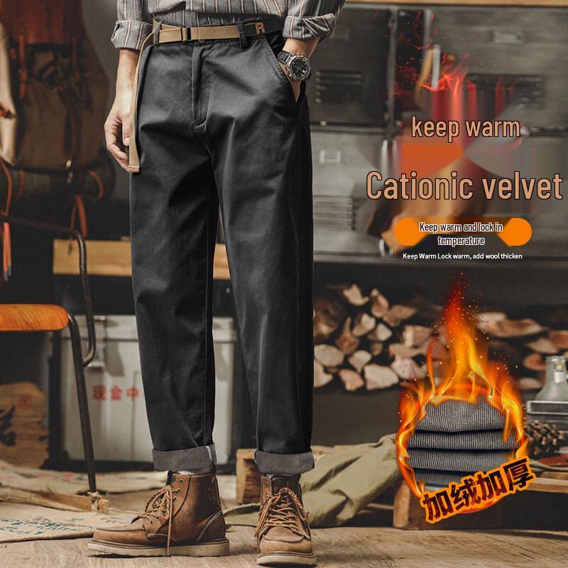 Jie Leinuo Men's American Retro Straight Fit Casual Workwear Pants