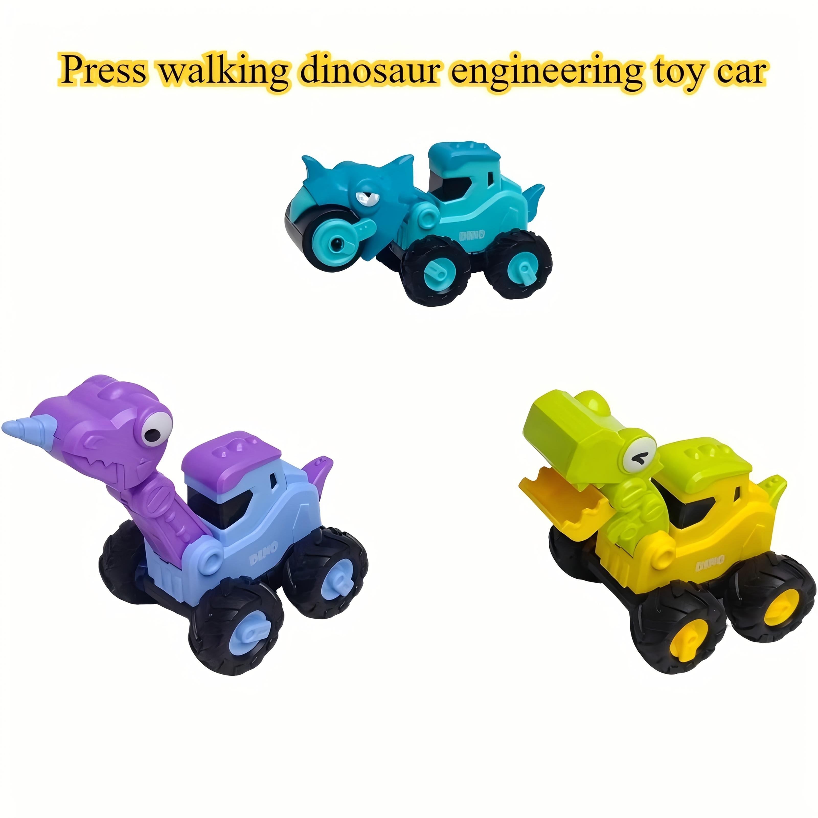 

Fun and Playful Press to Slide Dinosaur Engineering Toy Car Boys Girls Gift Random Color Pattern 3pcs