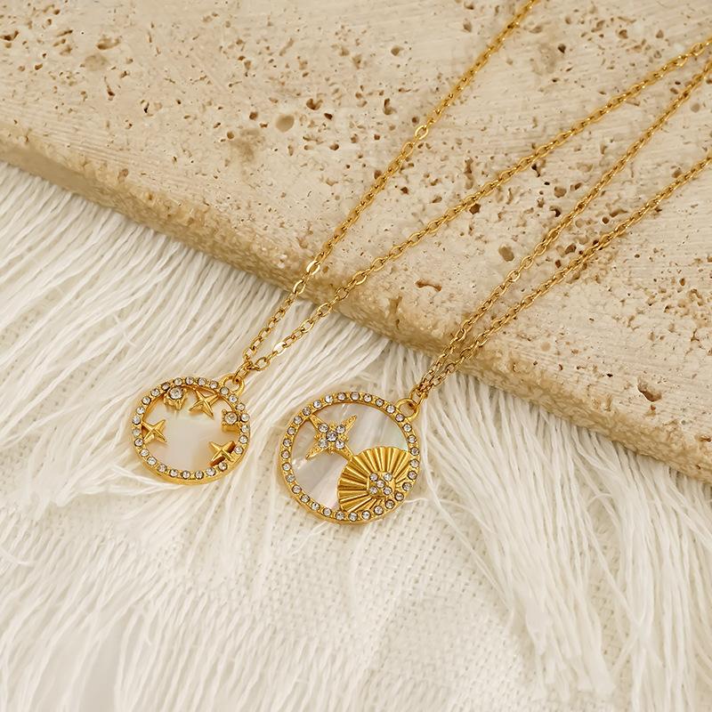 Fritillaria Plattiert Schmuck Halskette Damen Stil Doppelseitiger Stern Anhänger Spot