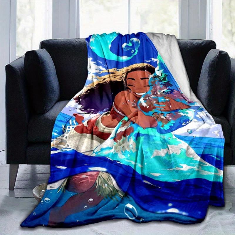 1 pezzo, Coperta Decorativa per la Casa Ispirata a Moana con Onde Oceaniche Perfetta per Divano, Letto, Viaggio, Campeggio, Auto, Spiaggia, Ufficio Riposo Morbido Plaid Regalo