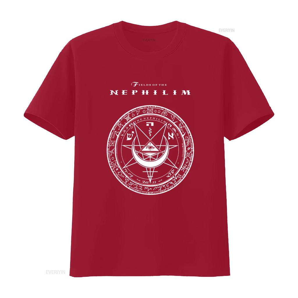Fields Of The Nephilim Logo T Shirt Gothic Occult Symbol Print Vintage Washed Unisex Homme Comfortable Graphic Designer Clothes