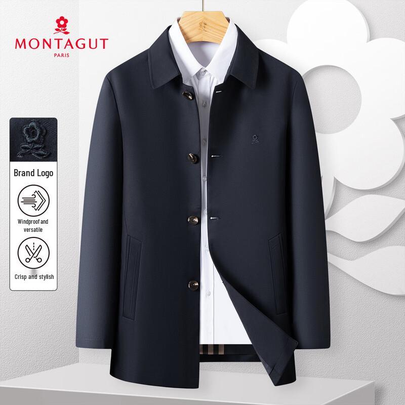 

MONTAGUT Men s Business Casual Mid-Length Trench Coat 2XL