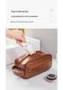 Men's Luxury PU Leather Makeup Bag - Large Capacity, Handheld, Elegant Wash Bag