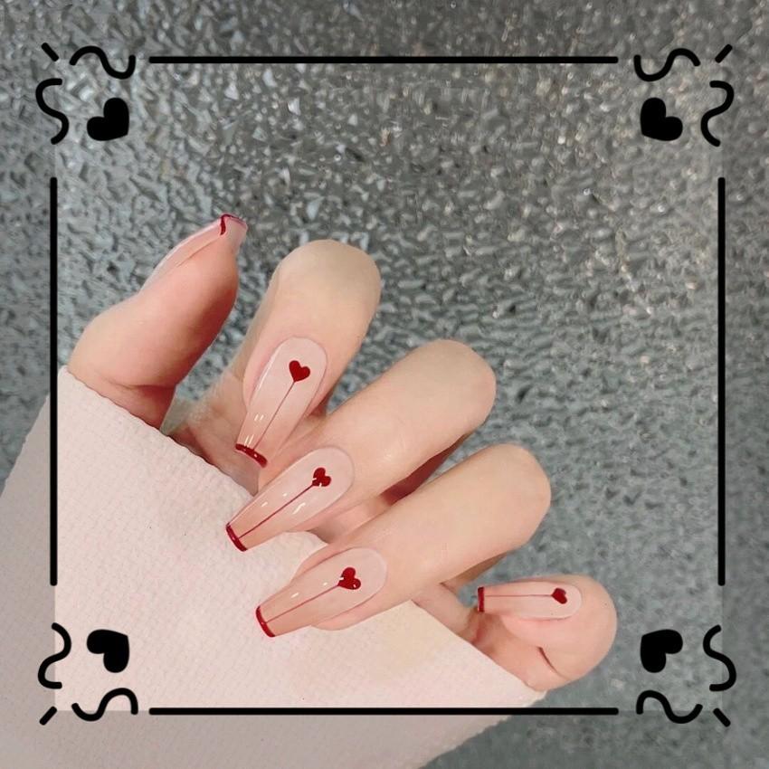 Manicure Wear Ladies Patches Fake Nails Finished Removable Heart Nails Pearl