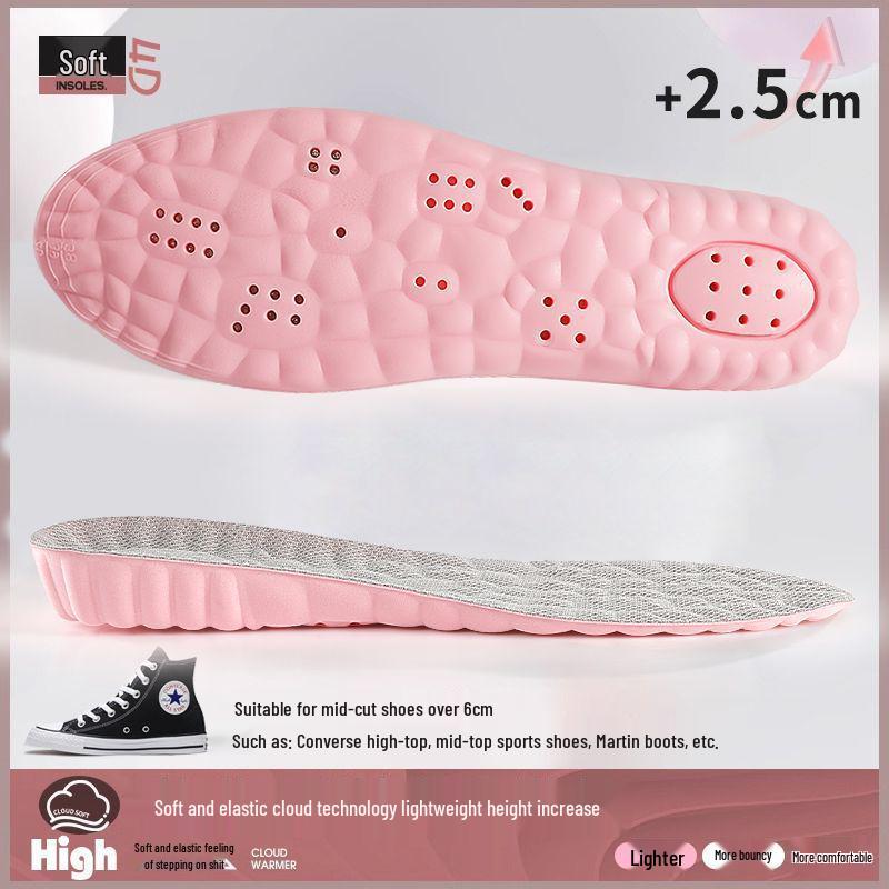 Men's Full Pad Height-Increasing Insoles: Anti-Odor, Non-Collapsing, Comfortable for Long Standing, Invisible Lift