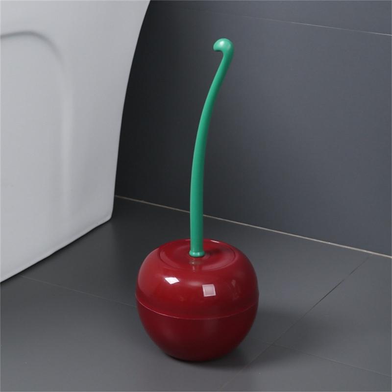 Toilet Bowl Brush Cherries Shape Ergonomic Design Safe Material Effective Cleaning