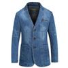 Giacca di jeans Giacca da uomo Blazer Giacca militare slim fit Cappotto jeans con colletto rovesciato monopetto