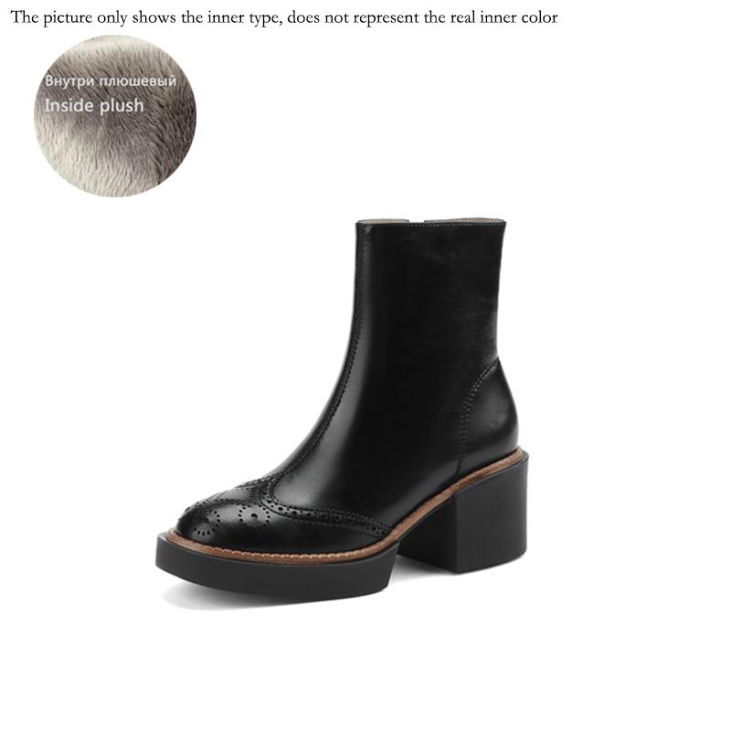 Fashion Autumn Winter Women Boots Round Toe Chunky Heel Women Shoes Solid Ankle Boots Platform Shoes Retro Bullock Chelsea Boots