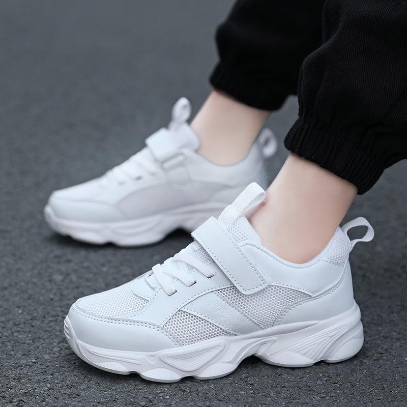 

2025 batches of boys white sneakers, girls little white shoes, mesh breathable students, children s running shoes, middle-aged and older children 28
