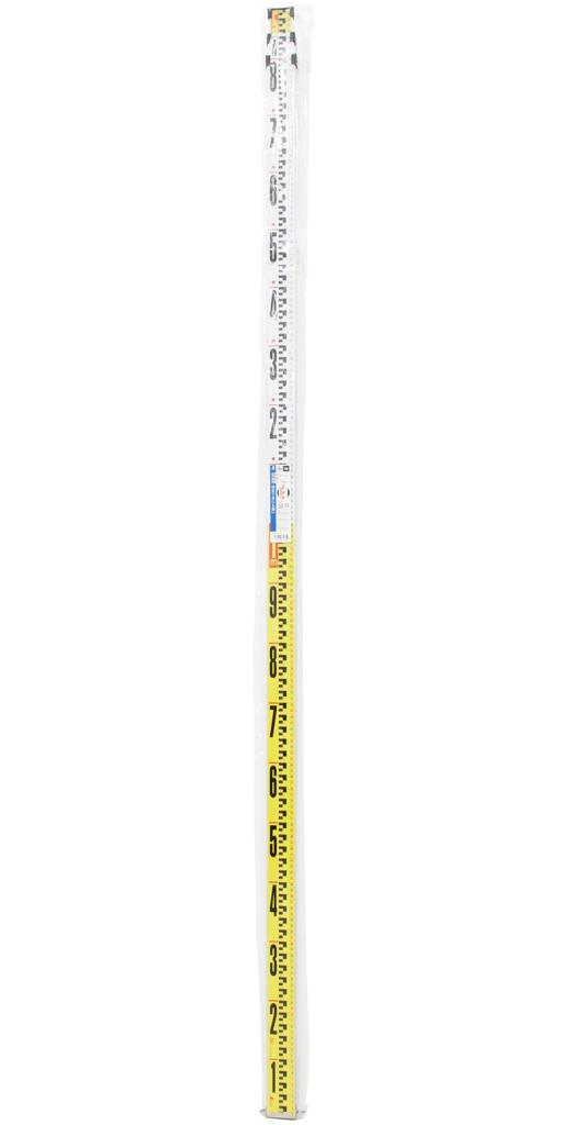 Shinwa Sokutei Aluminum Staff 3 10mm Pitch on the 1mm Pitch on the with 73265 II, 5m, Sections, Front, Back, Graduations,
