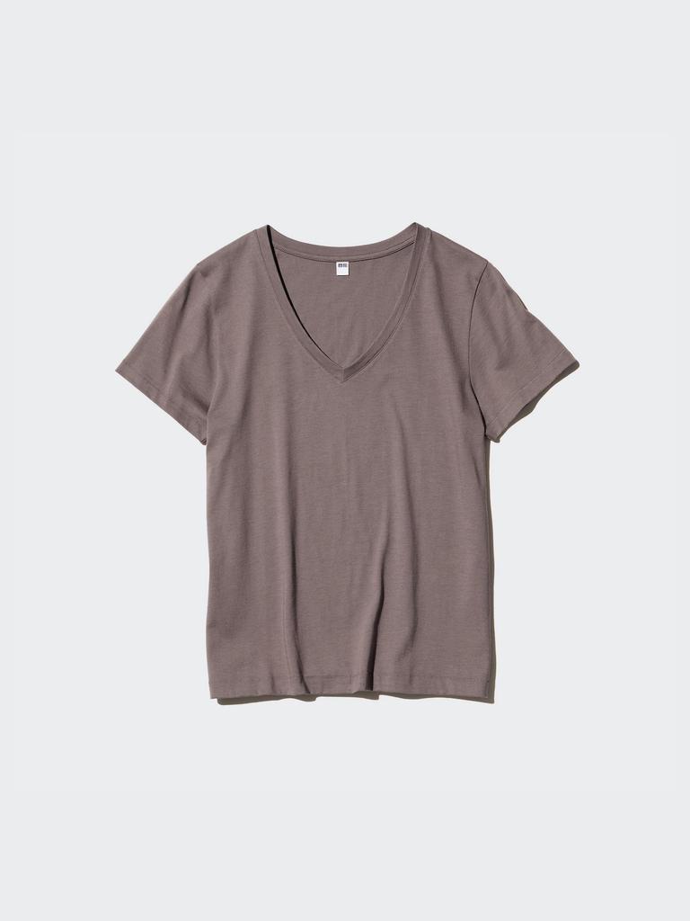 Uniqlo W S Supima CoTTon V Neck S S T ShirT