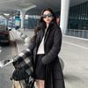 2025 new Korean version of winter fashion waist jacket mid-length lace-up thickened cotton jacket slimming hooded cotton clothes for women