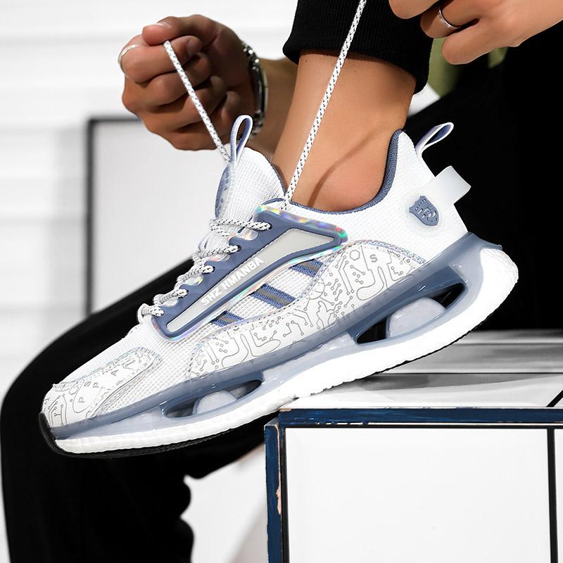 Outdoor Running Shoes Men Lightweight Anti-slip Casual Shoes Men Comfortable Breathable Flat Bottom Lace-up Sports Shoes Men