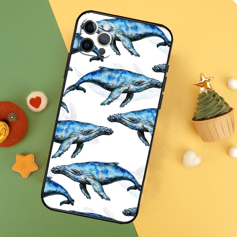 

Blue Ocean Whales Pattern Phone Case For iPhone 17 16 14 13 12 11 15 Pro Max 12 13 Mini 16E 17 Air Shockproof Cover iPhone 12Pro MAX