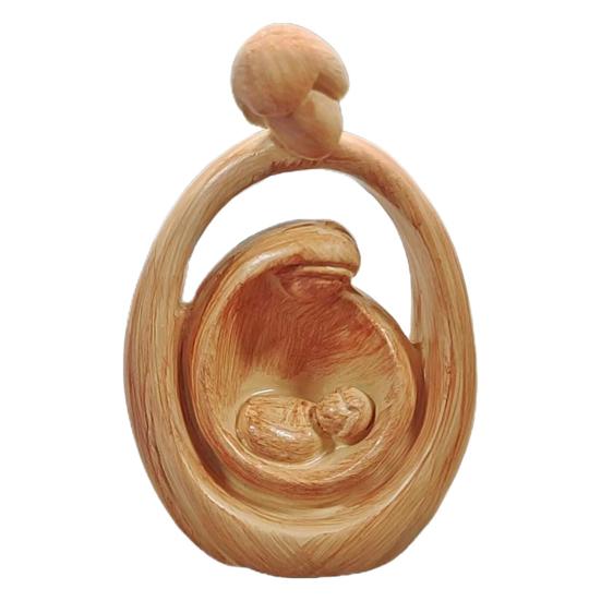 

Holy Family Statue Mary Joseph Baby Jesus Nativity Scene Figurine Small Resin Catholic Sculpture with Wood Grain for Home Church Decor A