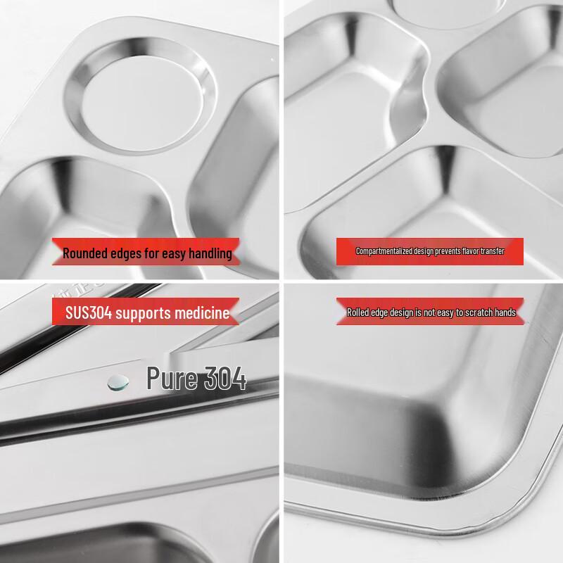 304 Stainless Steel Compartmented Canteen Tray