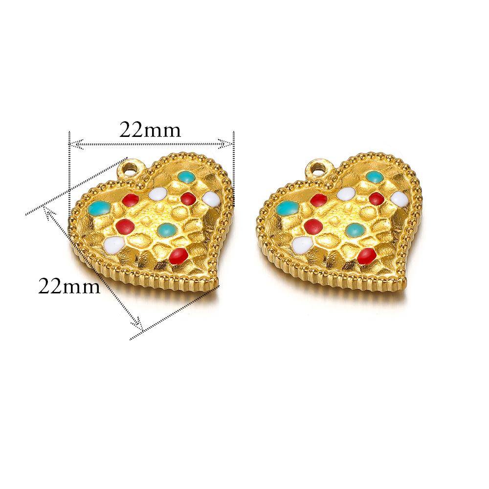 5pcs Stainless Steel Heart Enamel Charms for DIY Jewelry Necklaces Pendants Findings Bracelets Supplies Earrings Making
