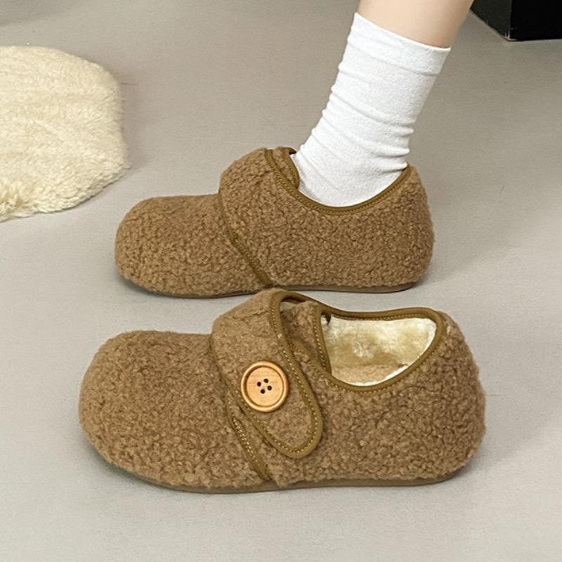 Women's Flat Cotton Shoes for Autumn and Winter Round Headed Plush Warm Women's Shoes Retro Velvet Casual Shoes Zapatos De Mujer