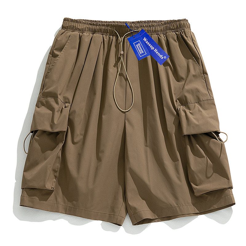 Wassup Heods Trendy Drawstring Cargo Shorts for Men and Women, New Summer Style with Pockets, Casual Wide-Leg Pants