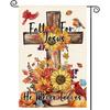 Thanksgiving Harvest Fall for Jesus Cross Garden Flag , Autumn Grateful Sunflower Double Sided Welcome Small Flags Yard Seasonal Holiday Patio Outside