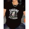 Unisex Funny Frog Graphic Tee "SAGGING BUT STILL GAGGING" Black White Casual Short Sleeve T-Shirt
