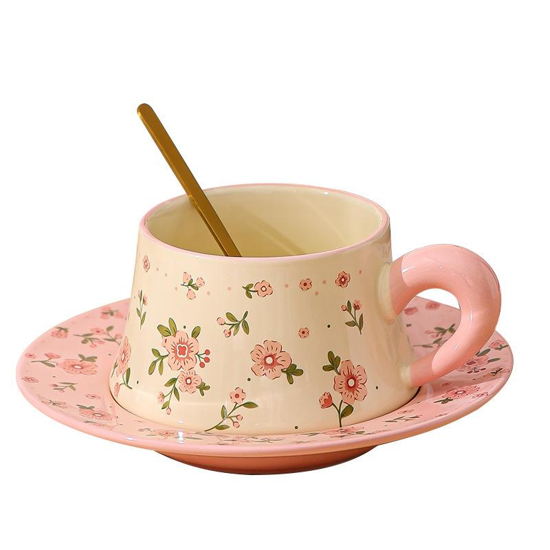 

Cups exquisite high-end ceramic cups coffee cups watercolor flower coffee cups cup set afternoon tea niche cups and saucers 201-300ml