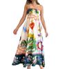 Temperament Fashion European & American Sling Casual Summer Elegant Women's High-Waist Print Dress 2025