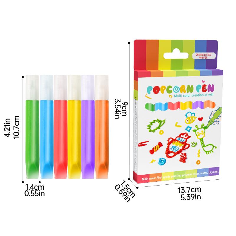 6/12 Sztuk Magiczne Długopisy Popcorn 3D Puszyste Długopisy Popcorn Markery do Sztuki Bąbelkowej Do Kart DIY Rękodzieło, Notes Kartka z Życzeniami Bazgroły Graffiti