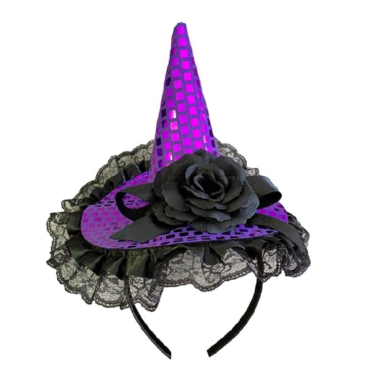 Cute Headband Halloween Specter Sequins Witch Hat Mini Cone Hat Hair Hoop