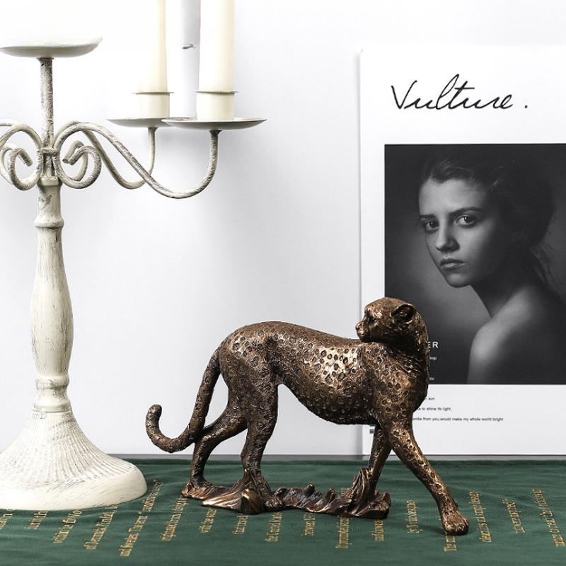 Europäische Vintage Panther Statue Tierfigur Leopard Jaguar Skulptur Haus Wohnzimmer Büro Dekoration Geschenk