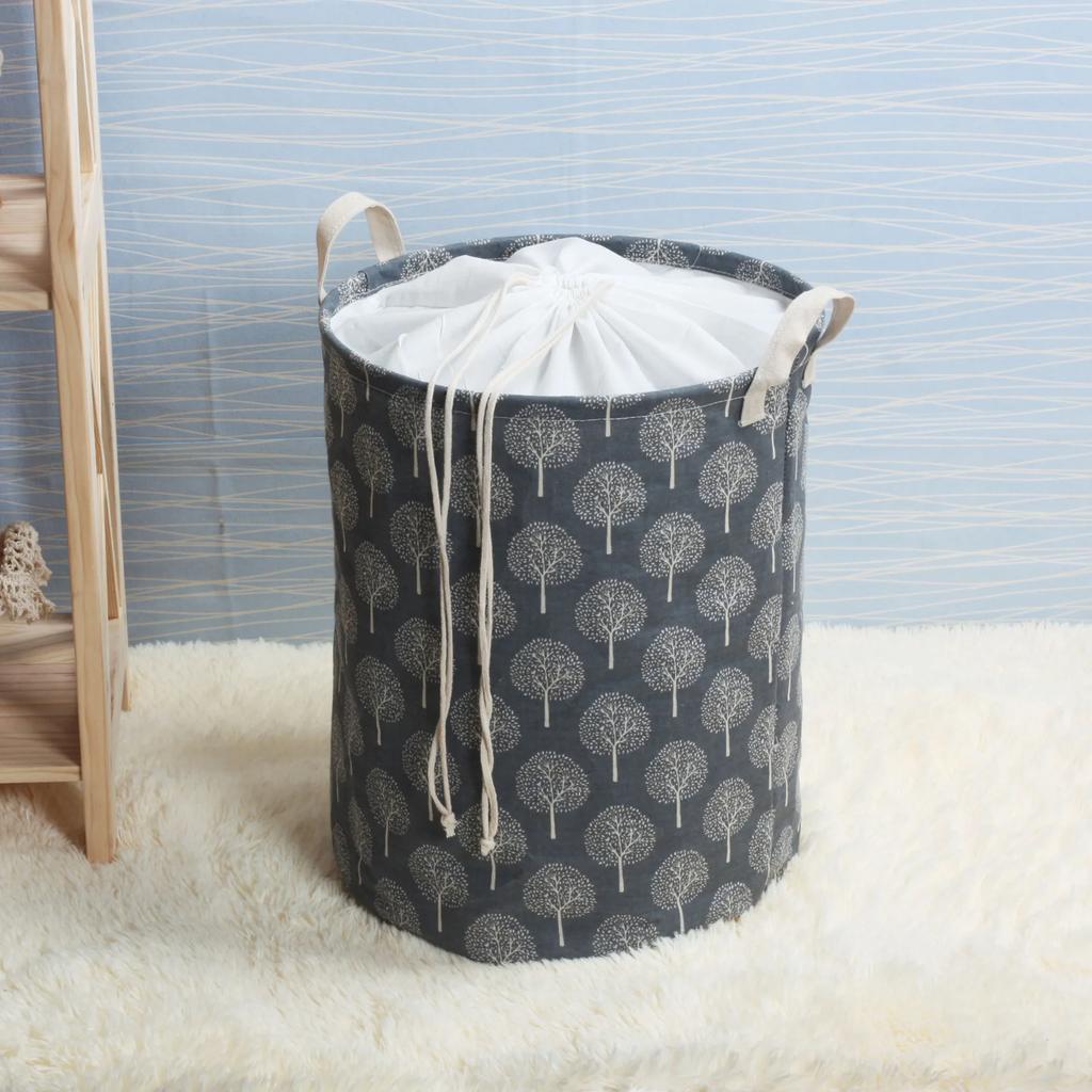 New Fashion Print Laundry Basket with Drawstring Lining Portable Foldable Storage Bag Hamper for Kids Toys Dirty Clothes Basket