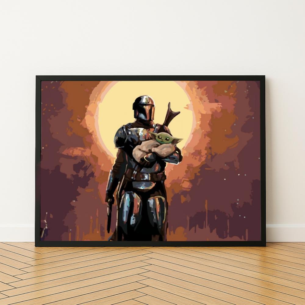 Malowanie Po Numerach Obrazy Do Malowania -Mandalorian Z Baby Yodą 50X40 Cm