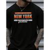 European Sizes Men's NYC Graphic T-Shirt - New York City Skyline & Statue of Design, Casual Round Neck Short Sleeve Tee for Casual Attire, Office