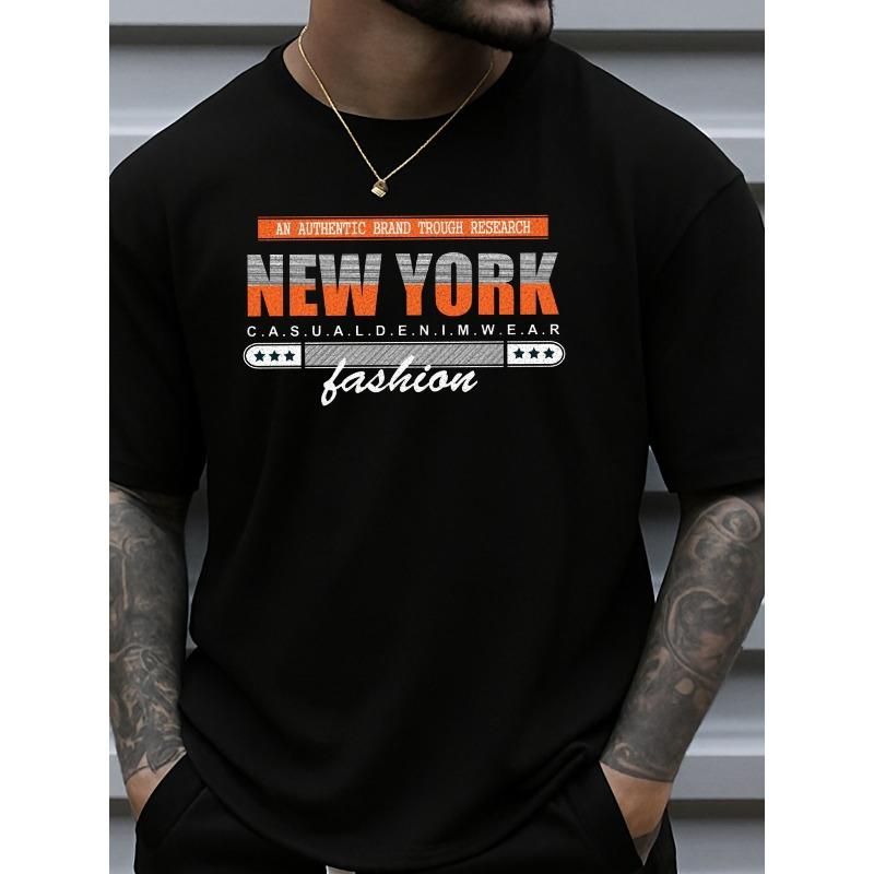 

European sizes Men s NYC Graphic T-Shirt - New York City Skyline & Statue of Design, Casual Round Neck Short Sleeve Tee for Casual Attire, Office 4XL чорний