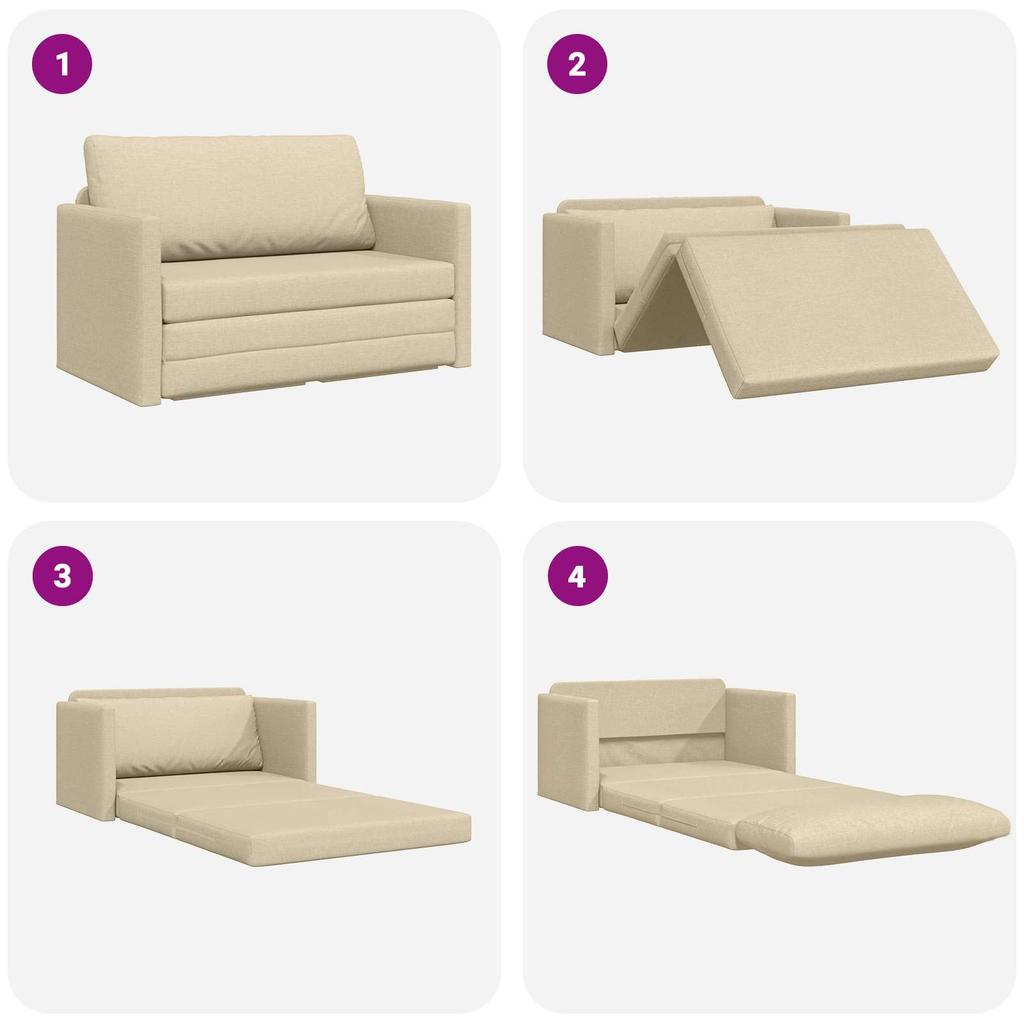 Sofa Bed 110 Cm Cream Fabric