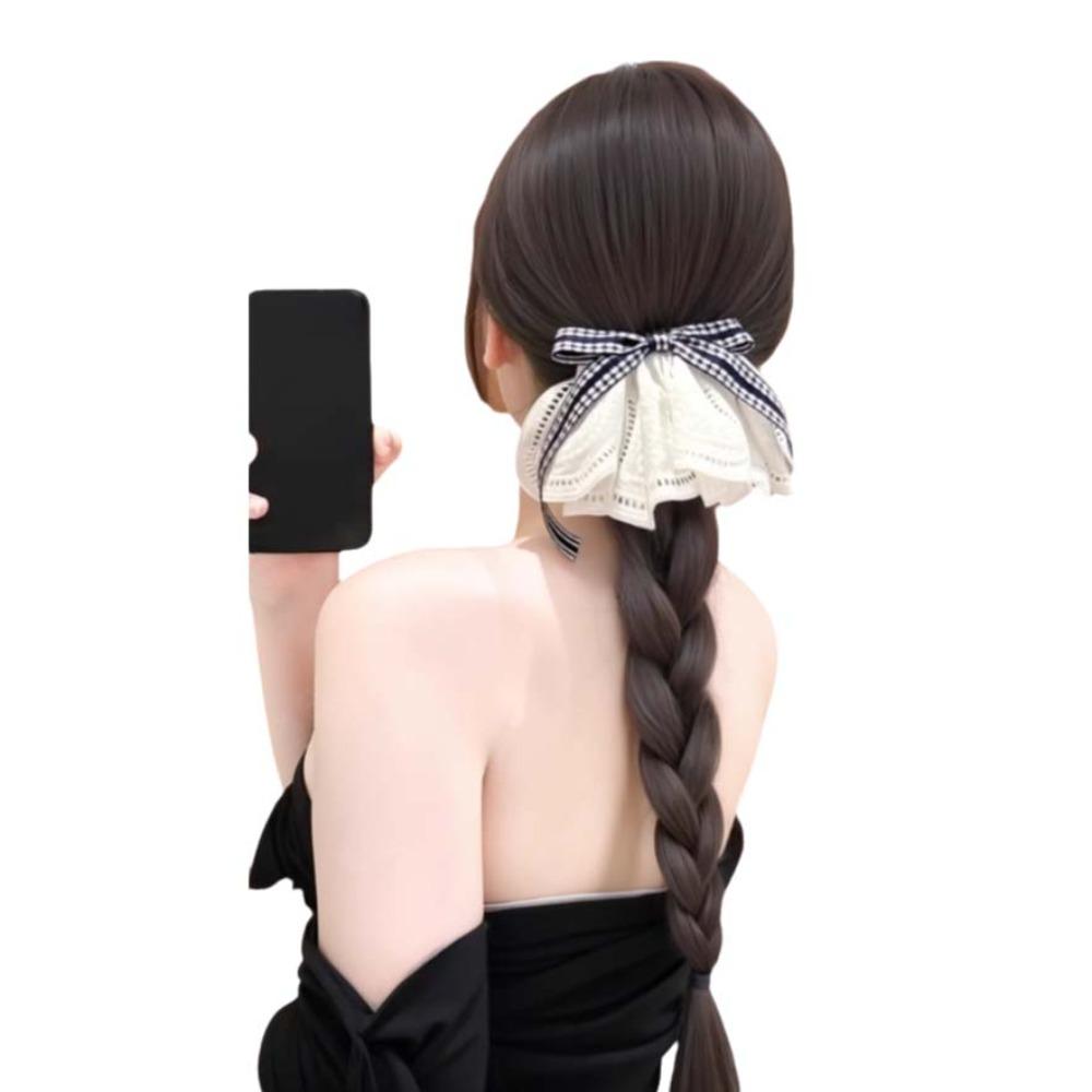 Boxing Braided Bow Lace Hair Bands Ponytail Hair Extension Twist Braid Wig  Daily
