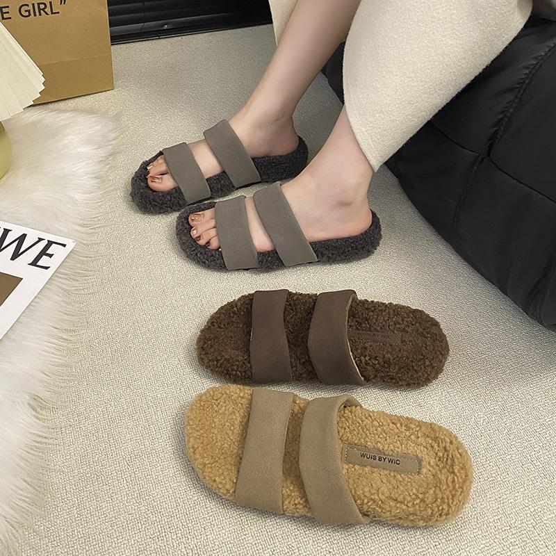 Comfortable Soft-soled Fashion Mao Mao Slippers Retro Fashion Outer Wear 2025 Versatile Word with Thick-soled Mao Mao Shoes Women's Trend