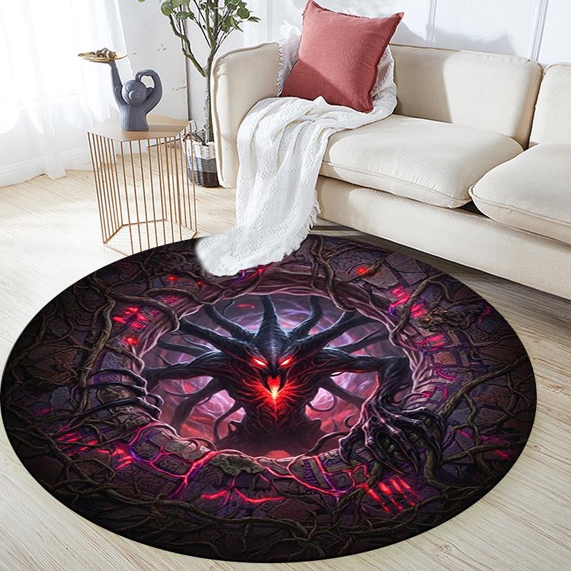 Cartoon Print Round Area Rug,Carpet Rug for Living Room Bedroom Sofa Playroom Decor,Non-slip Floor Mat