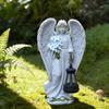 JYL TS/035,Resin Angel Carrying Blue Flower Lantern Solar Outdoor Light for Garden Figure Statue Decor