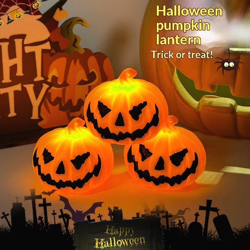 1/3 Pack Halloween LED Pumpkin Night Lamps Warm Glow Scary Face Design for Halloween Gift Party Decoration