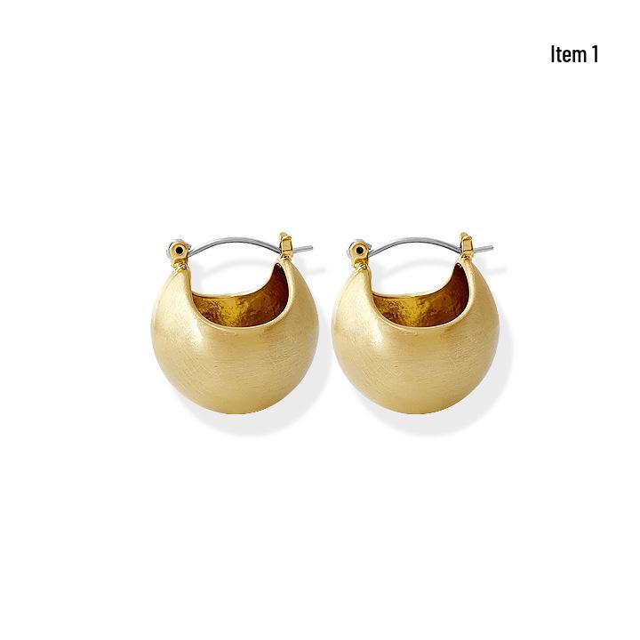 Savi Blogger Silver Brushed Metal Ball Earrings for Cold Wind Temperament